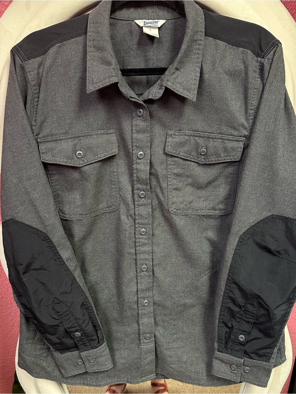 Duluth Trading Co Button-Front Long Sleeve Utility Shirt Jacket - Charcoal - Picture 2 of 10